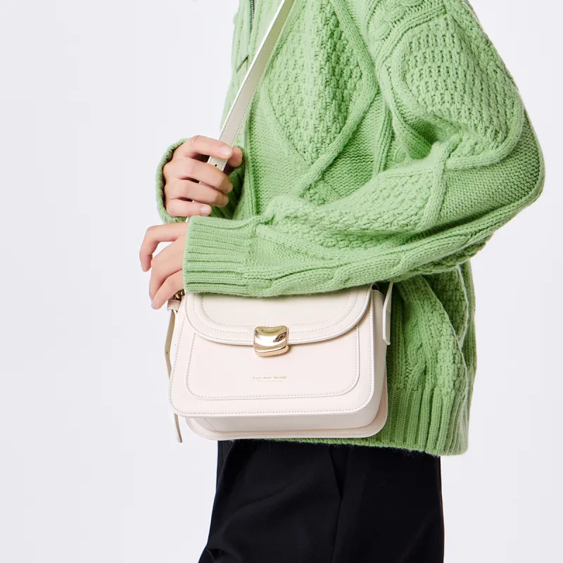 SEM/R PU Small Square Bag, Backpack, Crossbody Bag Women's Ecru/Custard/Caramel Brown/Black-11