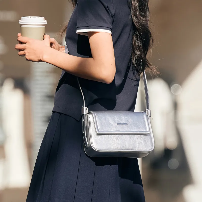 SEM/R PU Crossbody Bag, Shoulder Bag Medium Size Women's Smoke Gray, Silver/White, Yellow Tone, Pink Tone-8