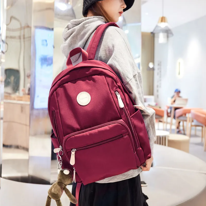 SEM/R Polyester Laptop Backpack Medium Size Unisex Ecru/Purple-37