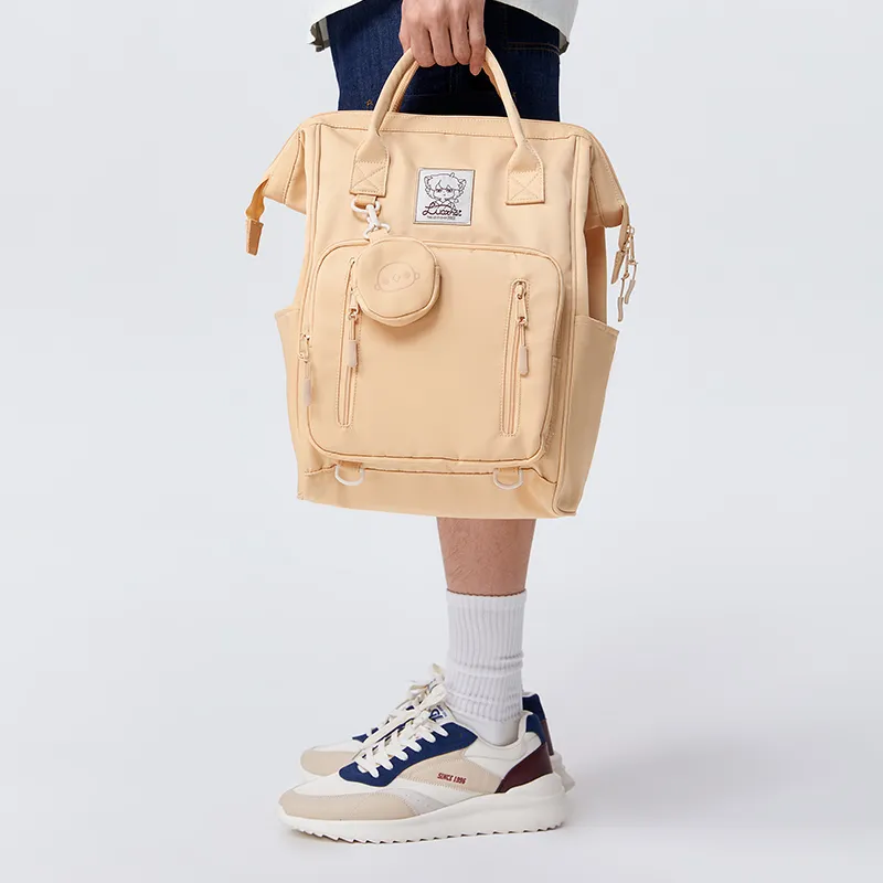 SEM/R X Snoopy Collaboration Nylon Fabric Backpack Large Size Unisex Ecru/Black-2