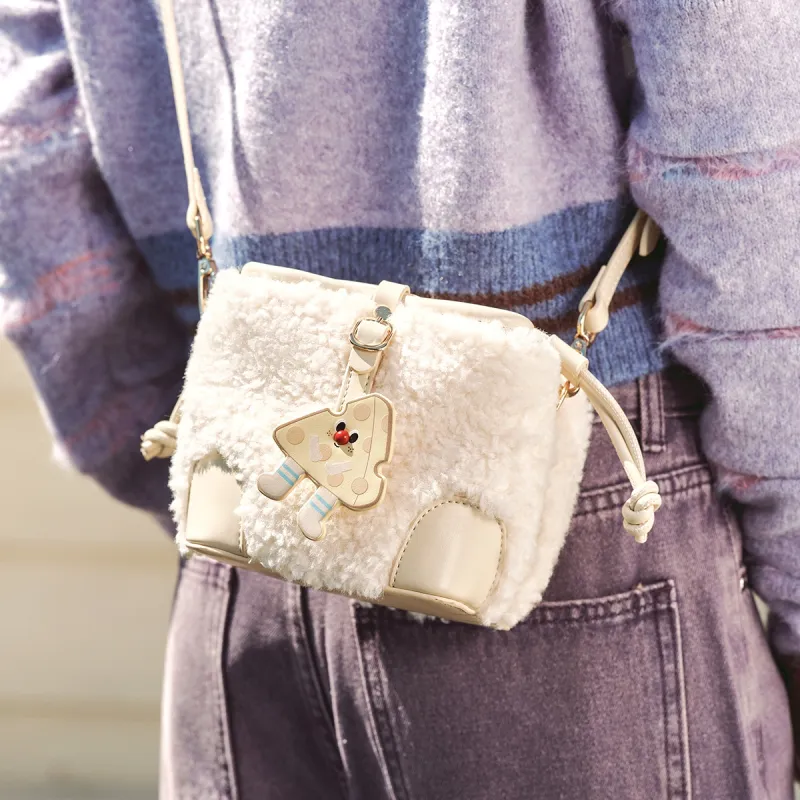 SEM/R PU Bucket Bag, Crossbody Bag Large Size Women's Coffee 50800 Ecru 10301 Pink Tone 01315-2