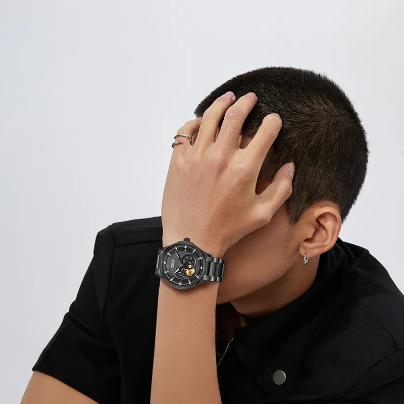 POSCER Mechanical Movement Men's Watches Black Dial-6