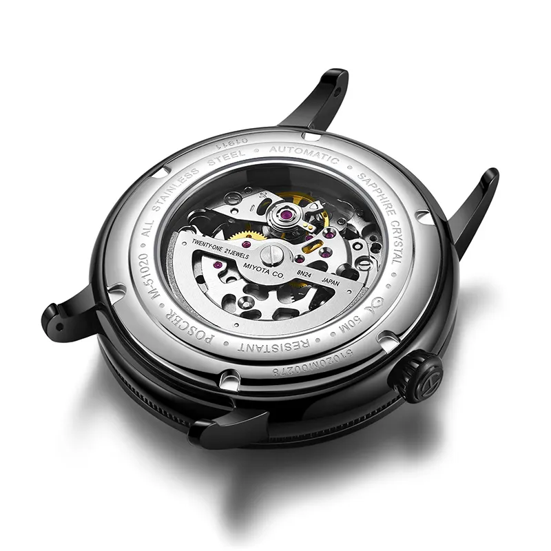 POSCER Automatic Mechanical Movement Watch Men's Watches Black Dial-11