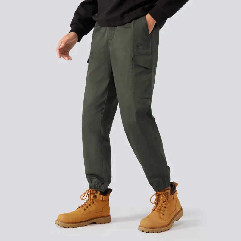 CAMEL Loose Fit Elastic Cuff 100% Cotton Yamamoto Basic Versatile Casual Outdoor Cargo Pants Men's-13