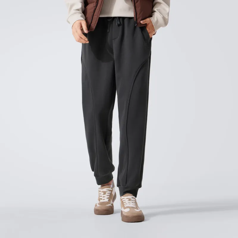 CAMEL Solid Cotton Feeling Fleece Lined Warm Loose Fit Stretch Elastic Cuff Long 'Bone Breaking' Sweatpants Men's-19
