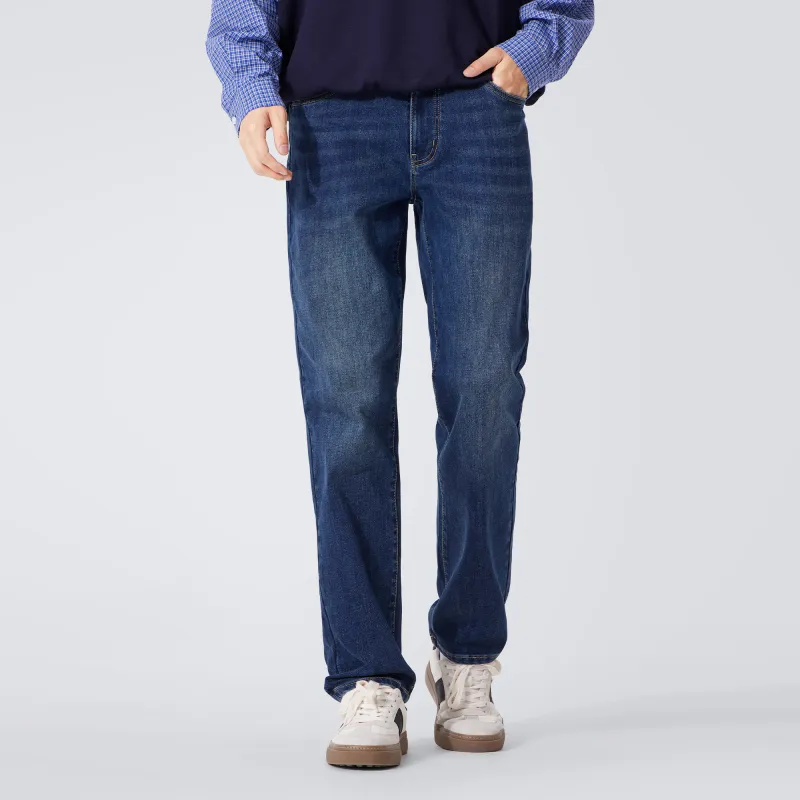 CAMEL Fleece Lined Warm Stretch Washable Casual Long Soft Skin Friendly Versatile Jeans Men's-7