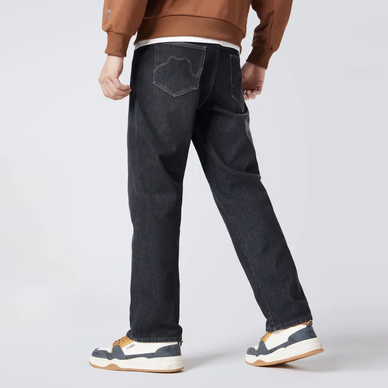 CAMEL Fleece Lined Warm Cotton Feel Stretch Washable Casual Long Silver Fox Denim Denim Men's-3