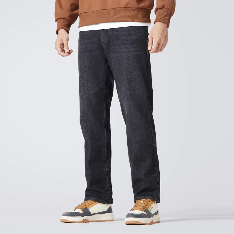 CAMEL Fleece Lined Warm Cotton Feel Stretch Washable Casual Long Silver Fox Denim Denim Men's-2