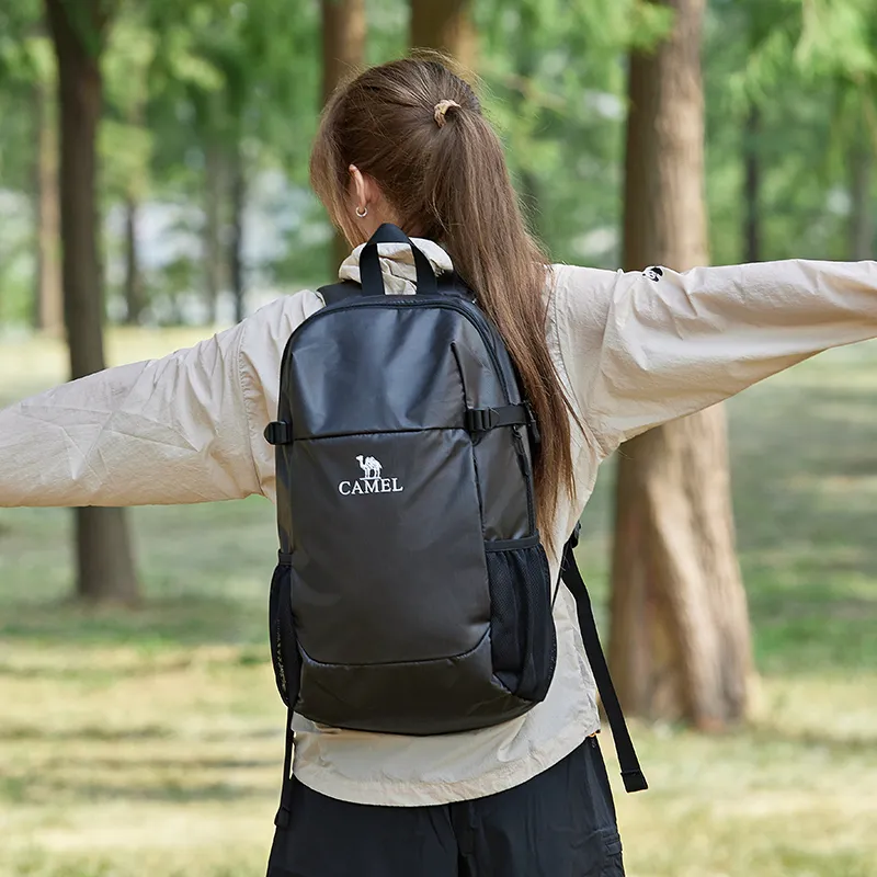 CAMEL Fabric Backpack Regular Unisex Black/Light Beige/Premium Gray-8