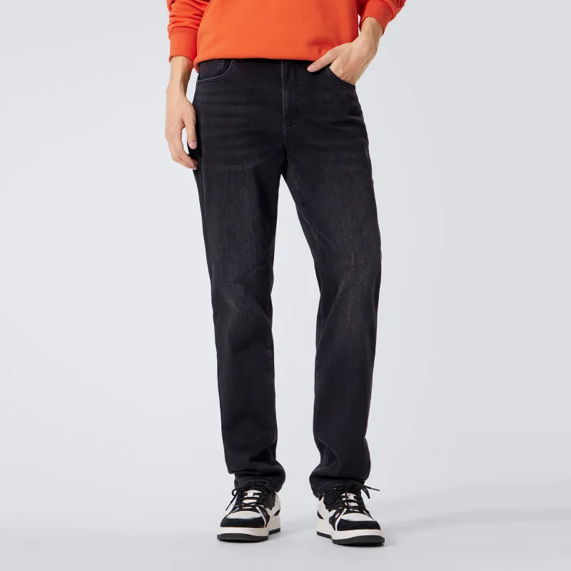 CAMEL Fleece Lined Warm Stretch Washable Casual Long Soft Skin Friendly Versatile Jeans Men's-2
