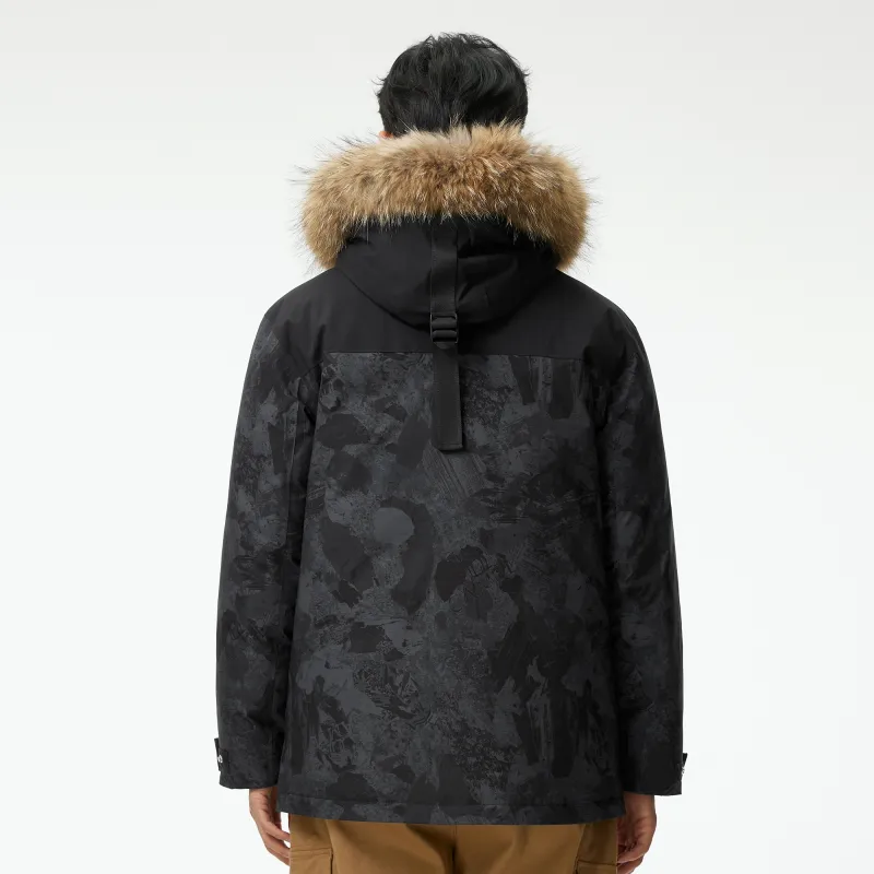 Panda Warm Water Resistant Windproof Windbreaker Jacket Men's Phantom Black-4