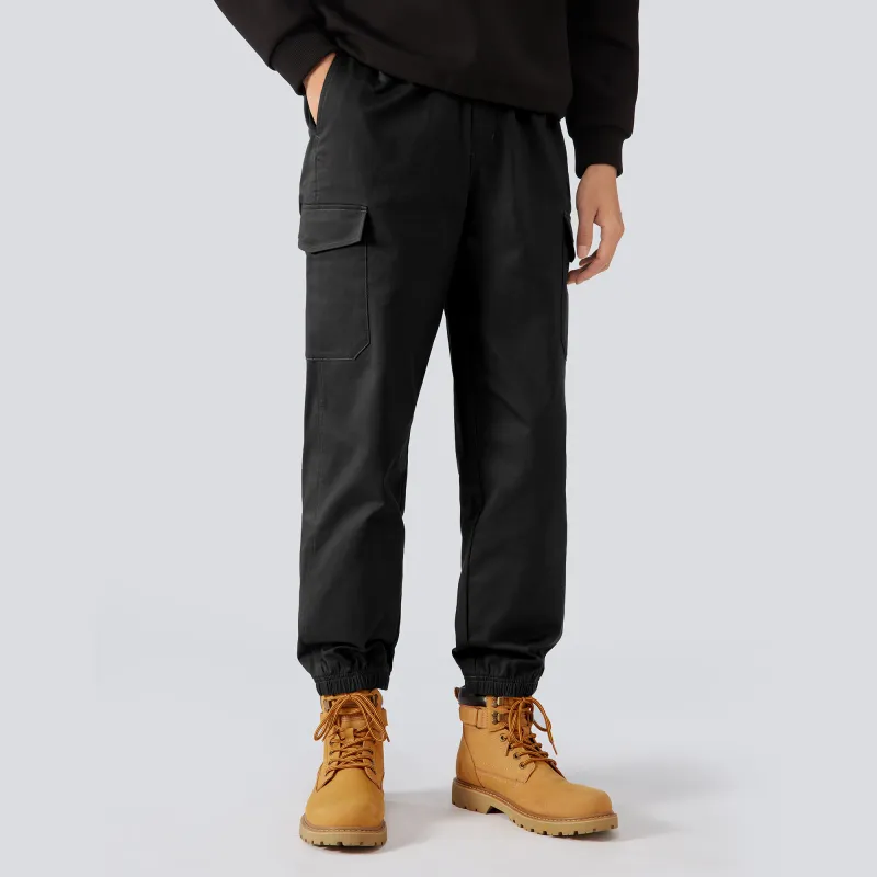 CAMEL Loose Fit Elastic Cuff 100% Cotton Yamamoto Basic Versatile Casual Outdoor Cargo Pants Men's-2
