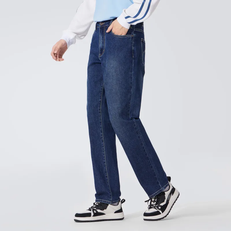 CAMEL Washed Retro Comfortable Stretch Casual Long Straight Leg Soft Draped Jeans Men's-5