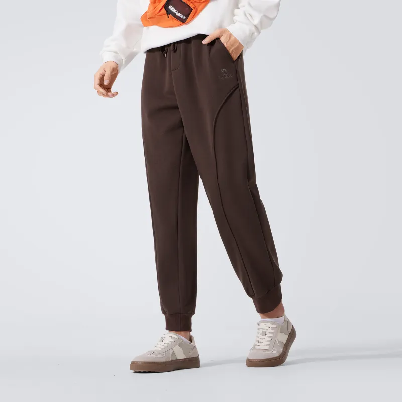 CAMEL Solid Cotton Feeling Fleece Lined Warm Loose Fit Stretch Elastic Cuff Long 'Bone Breaking' Sweatpants Men's-10