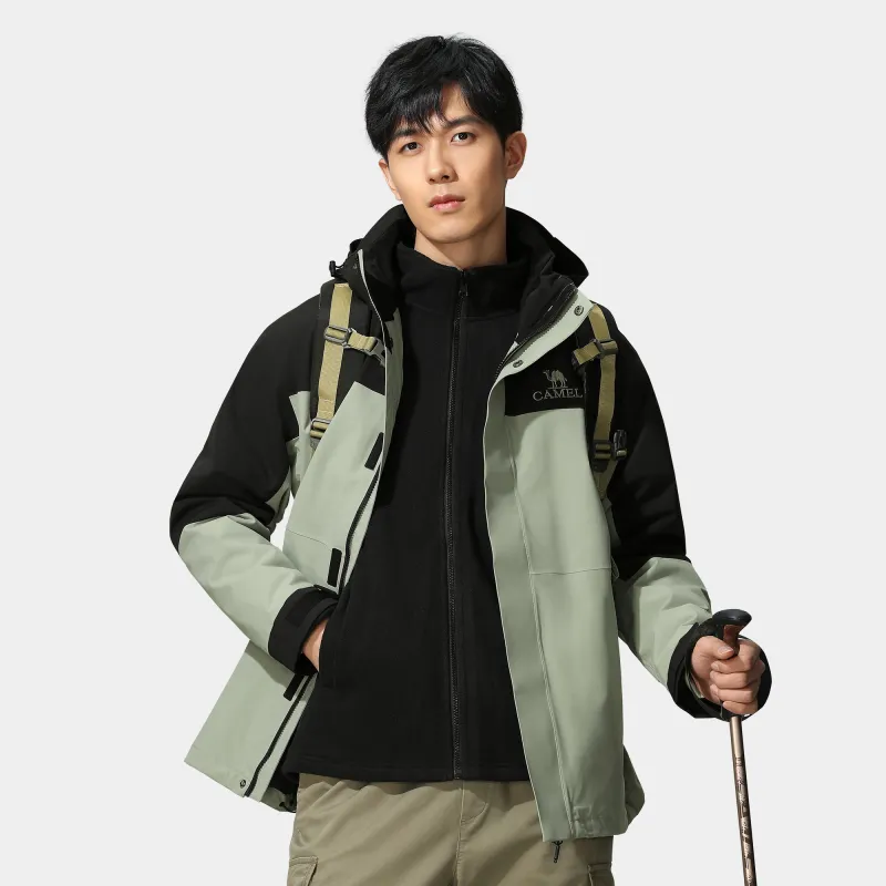 CAMEL 3 in 1 Fleece Liner Waterproof Windproof Breathable Abrasion Resistant Thermal Windbreaker Jacket Unisex-15