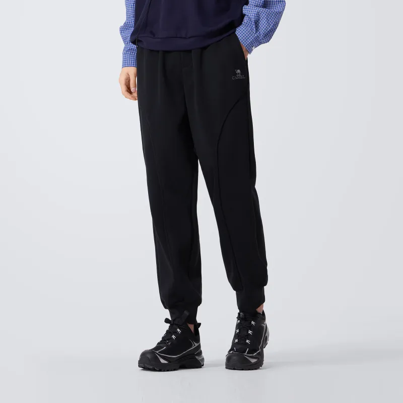 CAMEL Solid Cotton Feeling Fleece Lined Warm Loose Fit Stretch Elastic Cuff Long 'Bone Breaking' Sweatpants Men's-3