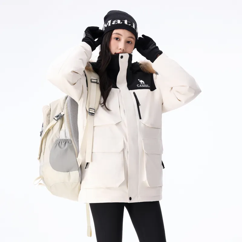 CAMEL Warm Fleece Series Down Jacket Unisex-3