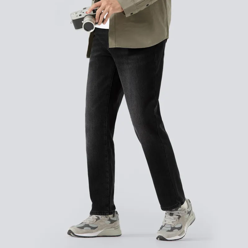 CAMEL Micro Stretch Oil Resistant Stain Resistant Waterproof Embroidery Logo Casual Pants Straight Fit Jeans Men's-2
