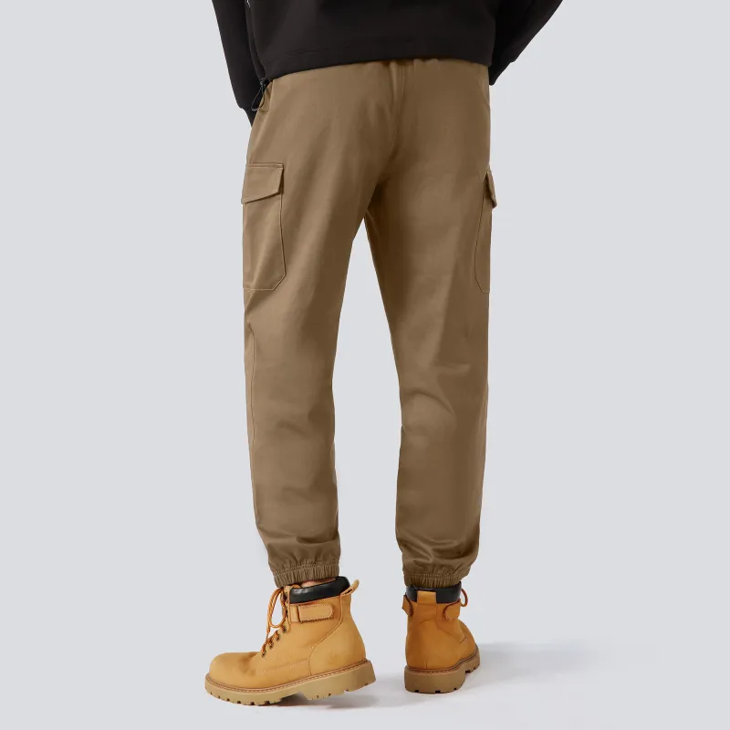 CAMEL Loose Fit Elastic Cuff 100% Cotton Yamamoto Basic Versatile Casual Outdoor Cargo Pants Men's-9
