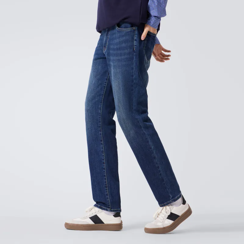 CAMEL Fleece Lined Warm Stretch Washable Casual Long Soft Skin Friendly Versatile Jeans Men's-8
