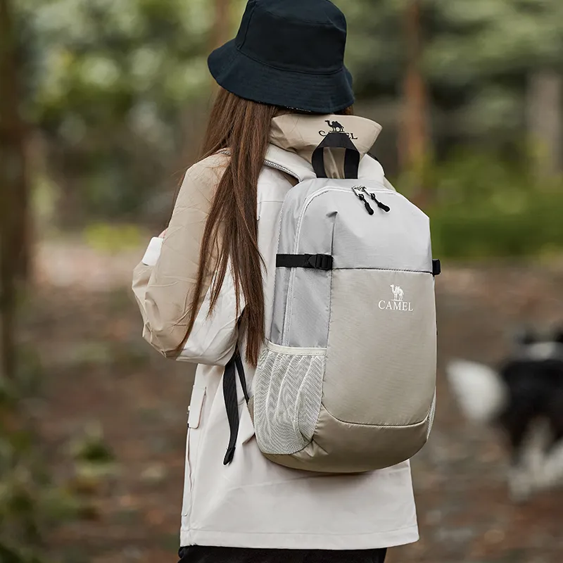 CAMEL Fabric Backpack Regular Unisex Black/Light Beige/Premium Gray-2
