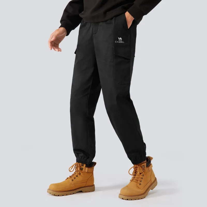 CAMEL Loose Fit Elastic Cuff 100% Cotton Yamamoto Basic Versatile Casual Outdoor Cargo Pants Men's-3