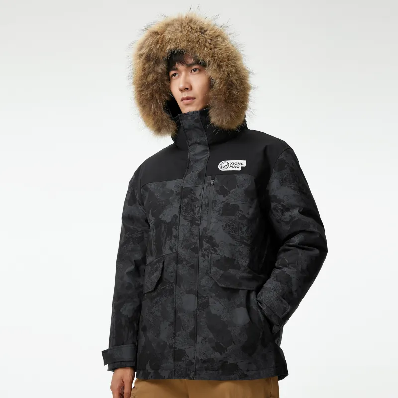 Panda Warm Water Resistant Windproof Windbreaker Jacket Men's Phantom Black-5