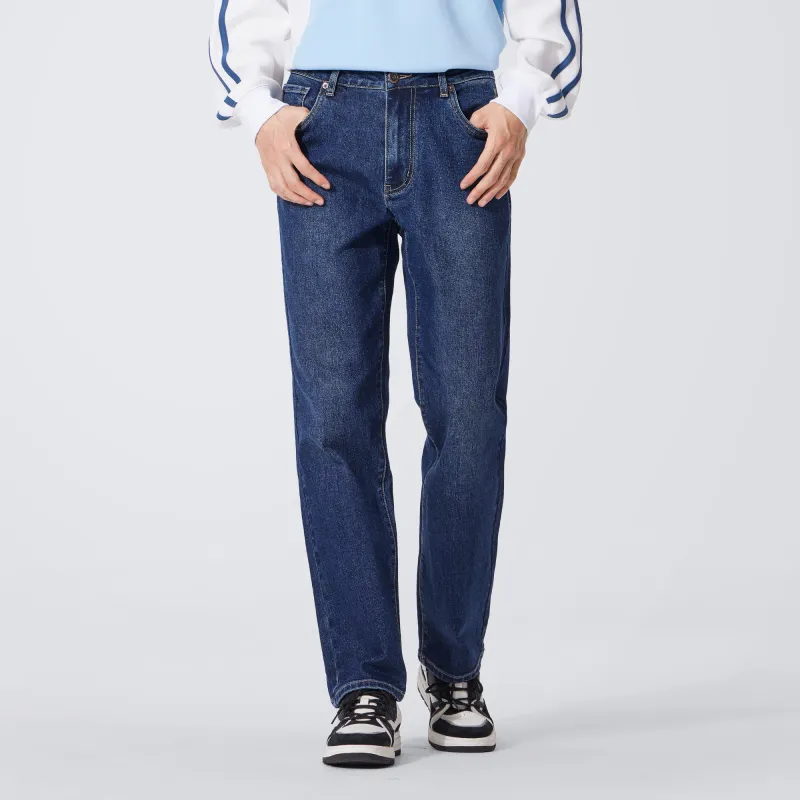 CAMEL Washed Retro Comfortable Stretch Casual Long Straight Leg Soft Draped Jeans Men's-4