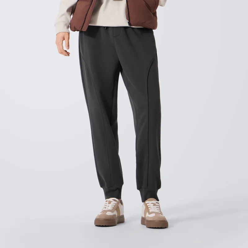 CAMEL Solid Cotton Feeling Fleece Lined Warm Loose Fit Stretch Elastic Cuff Long 'Bone Breaking' Sweatpants Men's-16