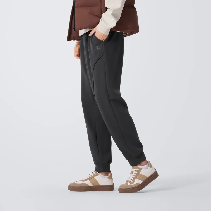CAMEL Solid Cotton Feeling Fleece Lined Warm Loose Fit Stretch Elastic Cuff Long 'Bone Breaking' Sweatpants Men's-18