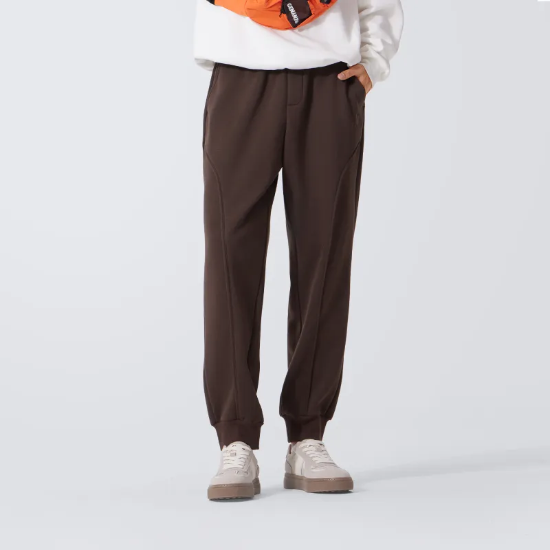 CAMEL Solid Cotton Feeling Fleece Lined Warm Loose Fit Stretch Elastic Cuff Long 'Bone Breaking' Sweatpants Men's-9