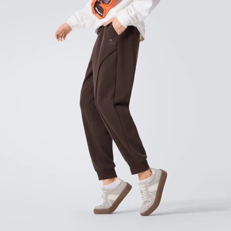 CAMEL Solid Cotton Feeling Fleece Lined Warm Loose Fit Stretch Elastic Cuff Long 'Bone Breaking' Sweatpants Men's-12