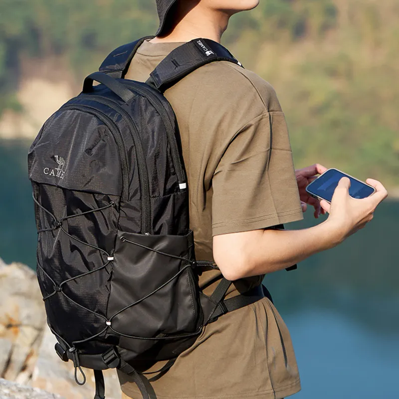 CAMEL Fabric Travel Bag, Mountaineering Bag, Backpack Regular Unisex Black-3