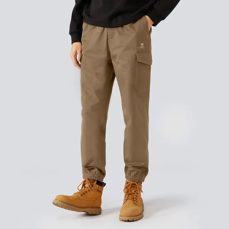 CAMEL Loose Fit Elastic Cuff 100% Cotton Yamamoto Basic Versatile Casual Outdoor Cargo Pants Men's-8