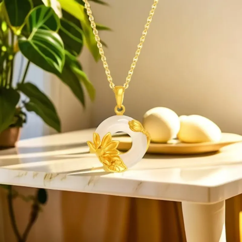 Atsuyama Natural Chalcedony Peace Buckle Necklace Unisex-4