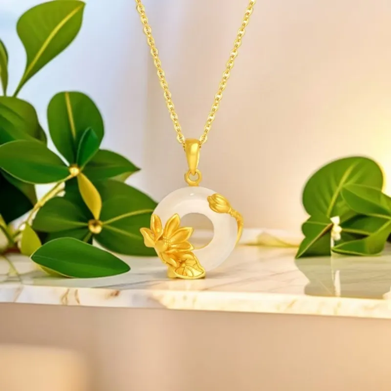 Atsuyama Natural Chalcedony Peace Buckle Necklace Unisex-2