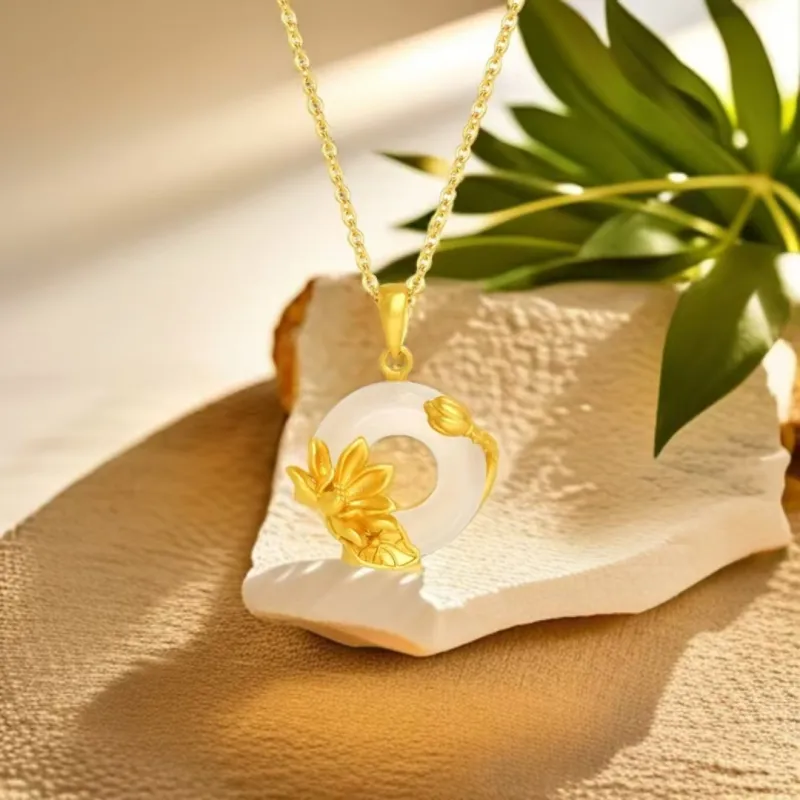 Atsuyama Natural Chalcedony Peace Buckle Necklace Unisex-1