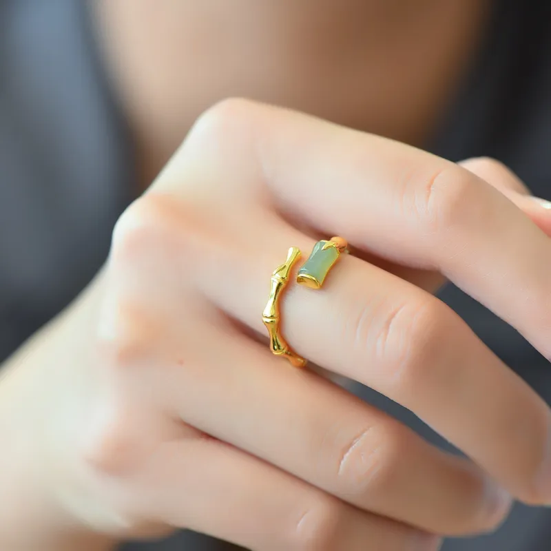Atsuyama Hetian Jade Rings Women's Green Jade-4