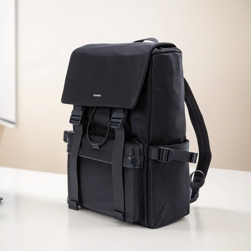 HONGU Fabric Backpack Tubas Men's Pitch Black-4