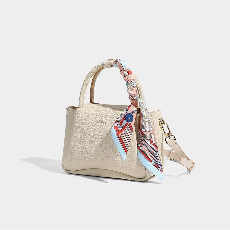 HONGU Cow Leather Crossbody One Shoulder Handbag Trumpets Women's Light Brown-1