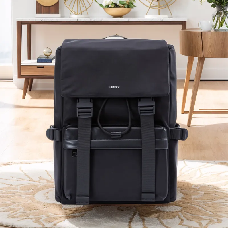 HONGU Fabric Backpack Tubas Men's Pitch Black-5
