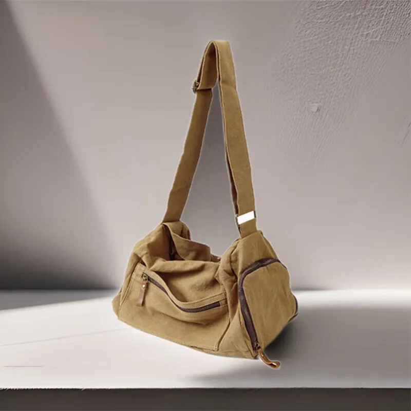 HONGU Canvas Shoulder Bag Tubas Women's Ginger Yellow-5