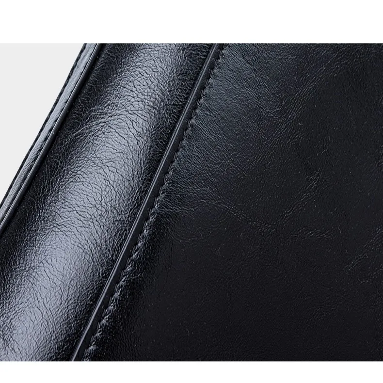 HONGU Cow Leather Shoulder Bag, Crossbody Bag, Handbag Trumpets Women's Pitch Black/Ecru-4