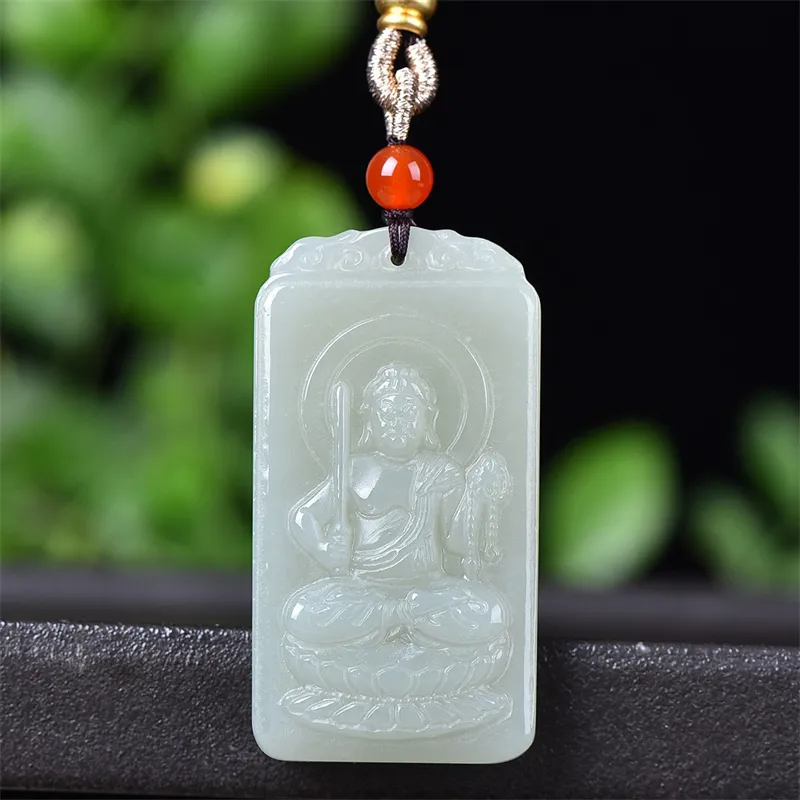 Jing Ruyu Hetian Jade Necklaces Pale Greenish White Jade Unisex-14