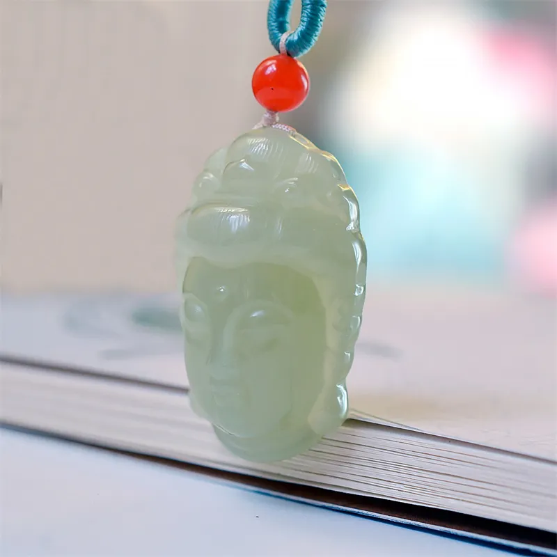 Jing Ruyu Hetian Jade Necklaces Pale Greenish White Jade Unisex-4
