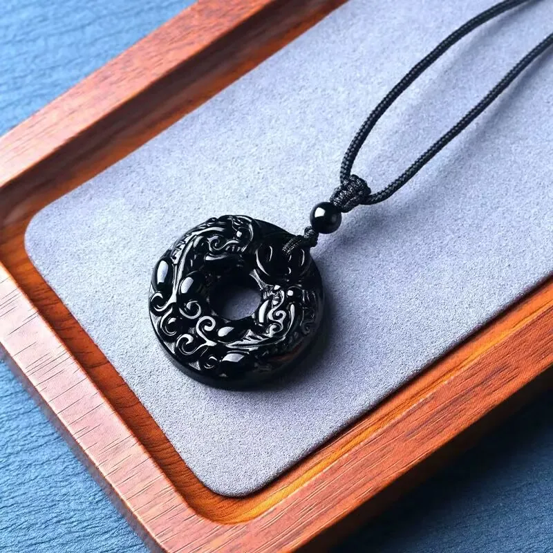 Jing Ruyu Obsidian Jade Necklaces Unisex-4