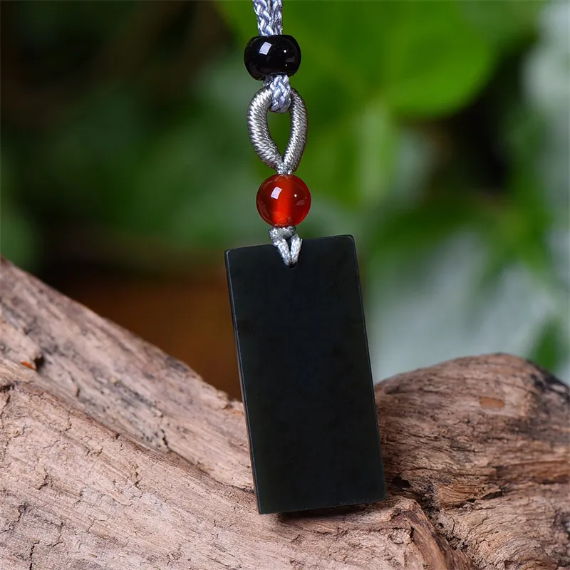 Jing Ruyu Hetian Jade Necklace Jade Pendant Green Jade Unisex-3