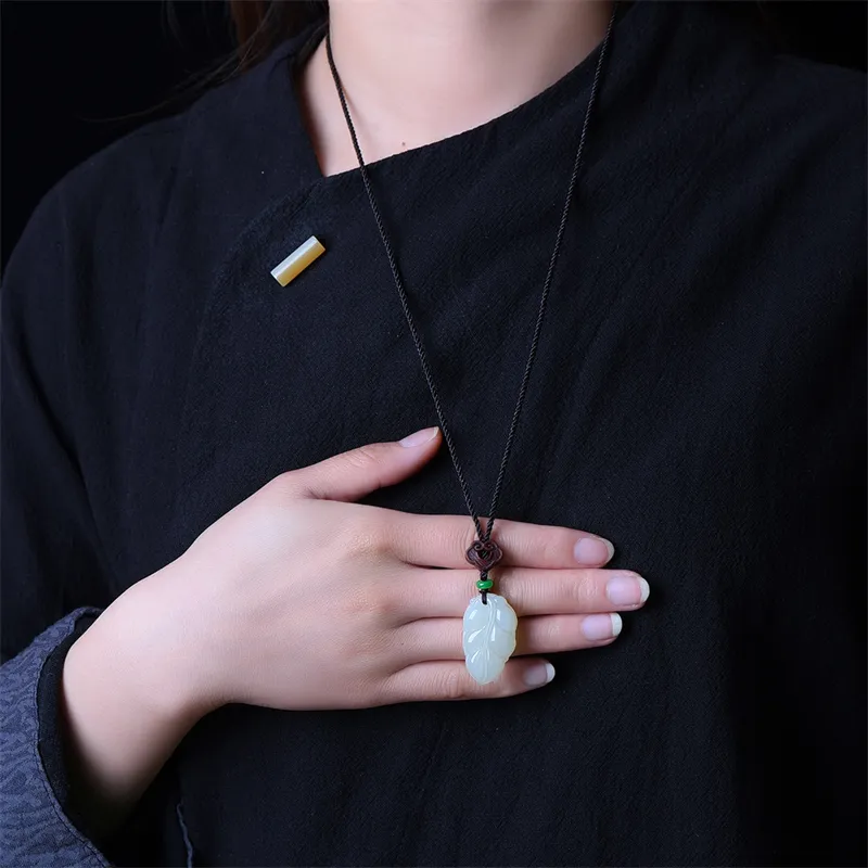 Jing Ruyu Hetian Jade Necklaces White Jade Unisex-6