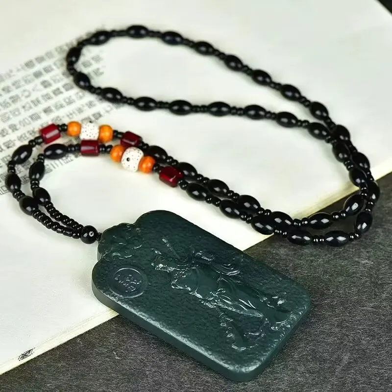 Jing Ruyu Hetian Jade Necklaces Green Jade Unisex-4