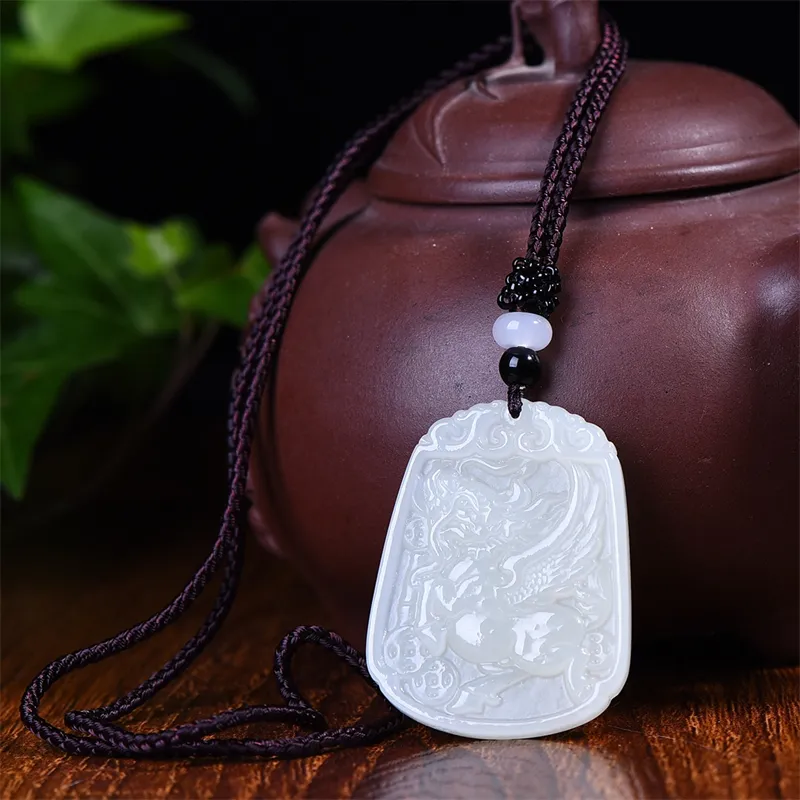 Jing Ruyu Hetian Jade Necklaces White Jade Unisex-4